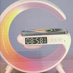 Wireless Charging Alarm Clock with LED Display - black